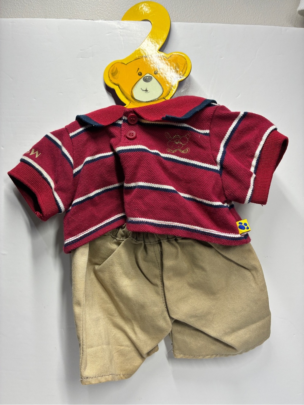 Build a bear beige pants striped Polo Shirt Set On Hanger